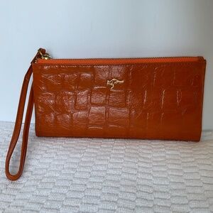 Kangaroo Kingdom Orange Wristlet Wallet